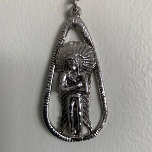 New vintage 1970s  Indian Chief pendant necklace